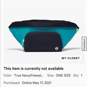 Lululemon Navy and Teal Color Block Large Fanny Pack/Belt Bag